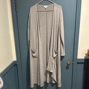 LuLaRoe Gray Knit Long Open Cardigan.   Large